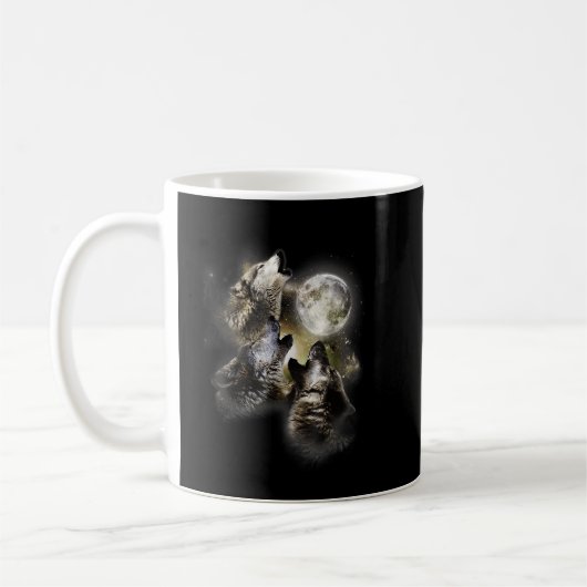 T - Shirt der Wölfe am Mond Kaffeetasse (Links)
