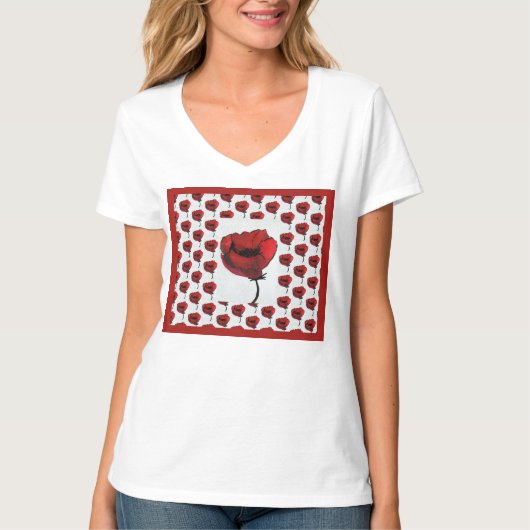 T - Shirt der zeitgenössischen Roten Poppies (Vorderseite)