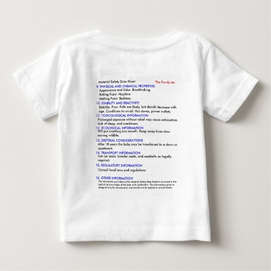 T - Shirt des Baby-MSDS (Rückseite)
