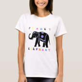 T - Shirt des farbenfrohen Planeten Elephant (Vorderseite)