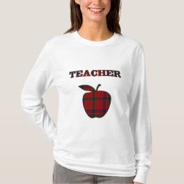 T - Shirt des karierten Apple-Lehrers