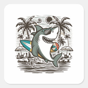 T - Shirt-Design am Strand Quadratischer Aufkleber