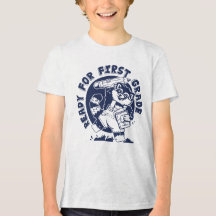 T-Shirt-Design für die erste Klasse mit Waschbär
