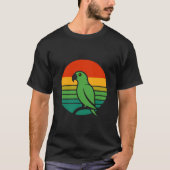 T - Shirt-Design, Grüne Papagei-Illustration T-Shirt (Vorderseite)