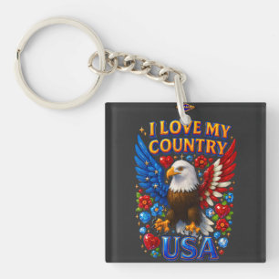 T-Shirt-Design: Ich liebe mein Land - USA Schlüsselanhänger