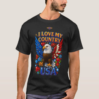 T-Shirt-Design: Ich liebe mein Land - USA T-Shirt