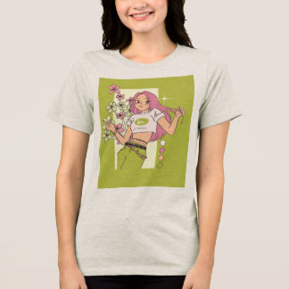 T-Shirt-Design mit hübschem Mädchen Tri-Blend Shirt