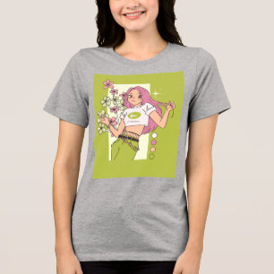 T-Shirt-Design mit hübschem Mädchen  Tri-Blend Shirt