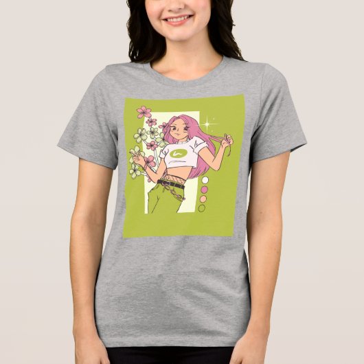 T-Shirt-Design mit hübschem Mädchen Tri-Blend Shirt (Vorderseite)