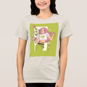 T-Shirt-Design mit hübschem Mädchen Tri-Blend Shirt