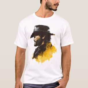 T-Shirt-Design mit schwarzer Mütze und gelber Silh T-Shirt