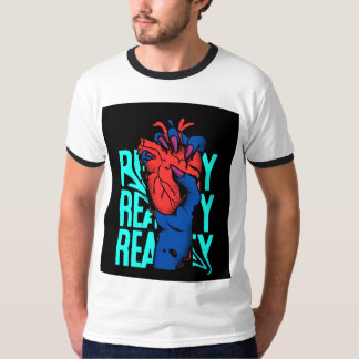 T - Shirt Design Red and Blue Heart Streetwear