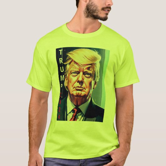 T - Shirt DONALD TRUMP 2024 - SICHERHEITSGRÜNE (Vorderseite)