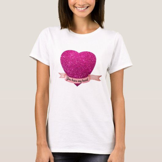 T - Shirt, du hast mein Herz pink Herz T-Shirt (Vorderseite)