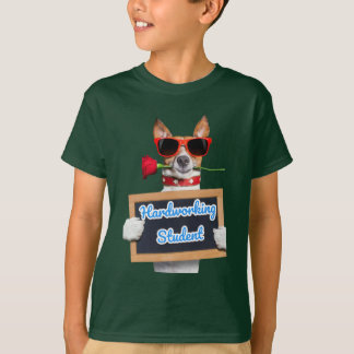 T - Shirt Dunkelgrün Witzhund gemustert