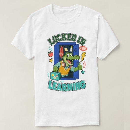 T-Shirt 'Eingesperrt zum Lernen' Alligator-Schule (Design vorne)