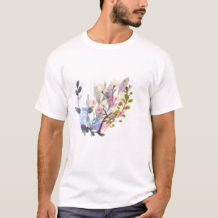 T-Shirt Elegantes botanisches Blumen- und Blattdes