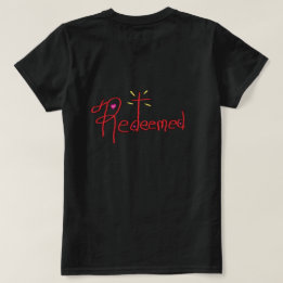 T-Shirt ‚Erlöst‘ Handgezeichneter Text Kreuz Herze