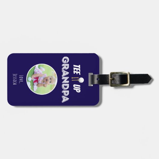 T-Shirt es auf Großvater Custom Foto Vathage Day B Gepäckanhänger (Vorderseite horizontal)