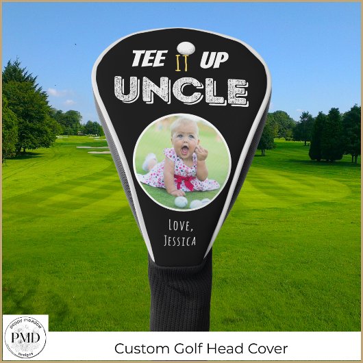 T-Shirt es oben Uncle Custom Foto Vathers Day Blac Golf Headcover
