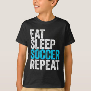 T-Shirt Essen Schlafen Fußball Wiederholen Männer