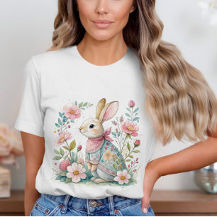 T - Shirt Floral Bunny Pastor Colors