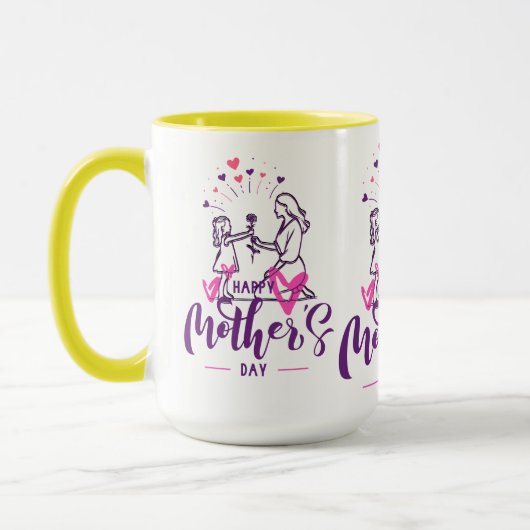 T-Shirt Frohe Muttertag Mädchen Tasse (Links)