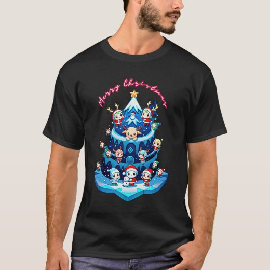 T - Shirt Frohe Weihnachten Kawaii: Adorable Festi (Vorderseite)