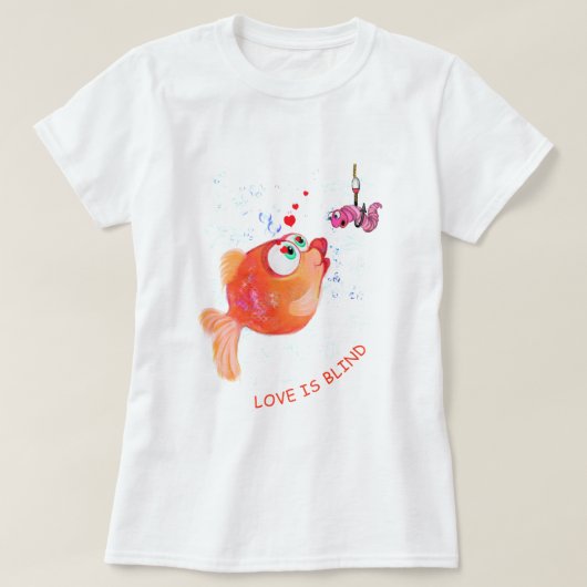 T - Shirt "Funny Fish and Worm" - Benutzerdefinier (Design vorne)