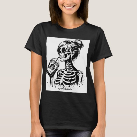T - SHIRT FUNNY MAMAN SKELETON (Vorderseite)