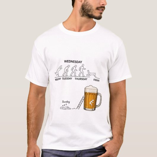 T - Shirt Funny Workweek Evolution Beer (Vorderseite)