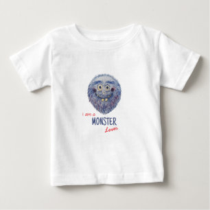 T-Shirt für Babys Kleiner Lustiger Blauer Monster