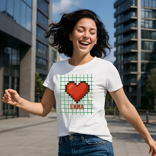 T - Shirt für benutzerdefiniertes Retro-Herz - Nam