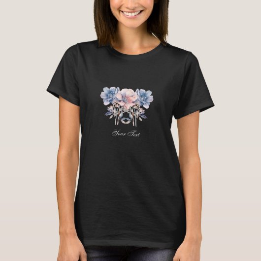 T - Shirt für blaurosa Blume (Vorderseite)