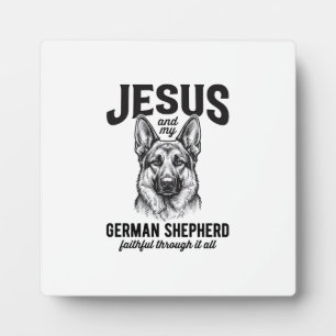 T-Shirt für Christen mit deutschem Schäferhund Fotoplatte