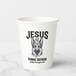 T-Shirt für Christen mit deutschem Schäferhund Pappbecher