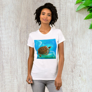 T-Shirt für Damen mit schwimmender Schildkröte