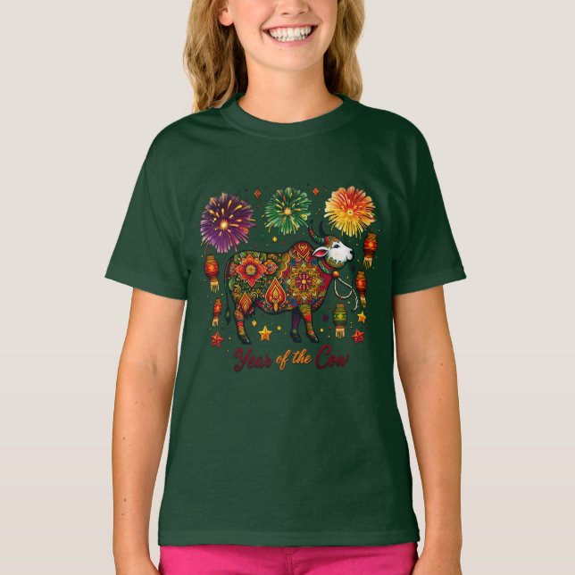 T - Shirt für das Jahr der Kuh - Feierliche Stärke (Vorderseite)