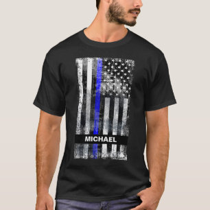 T - Shirt für den Namen der Thin Blue Line-Grunge