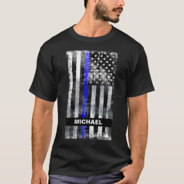 T - Shirt für den Namen des Thin Blue Line-Grunge-