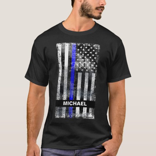 T - Shirt für den Namen des Thin Blue Line-Grunge- (Vorderseite)