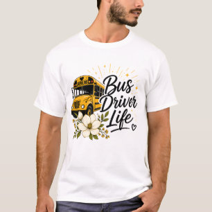 T-Shirt für Floral-Schulbusfahrer - "Busfahrer-Leb