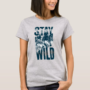 T-Shirt für Frauen mit Wolf-Natur-Szene und dem Sl