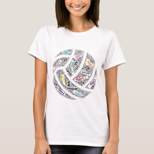 T - Shirt für kundenspezifische Netball Word Art (Vorderseite)