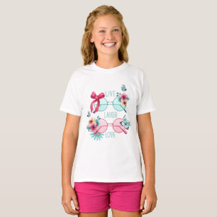 T-Shirt für Mädchen 'Live Laugh Love' Süße Blume