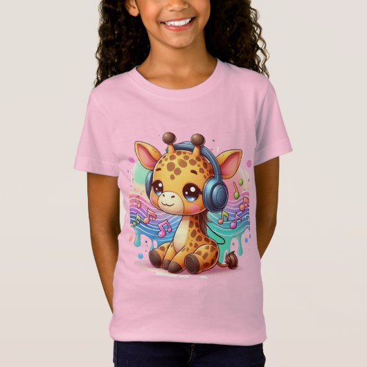 T - Shirt für Mädchen mit Niedlicher Giraffe-Illus (Vorderseite)