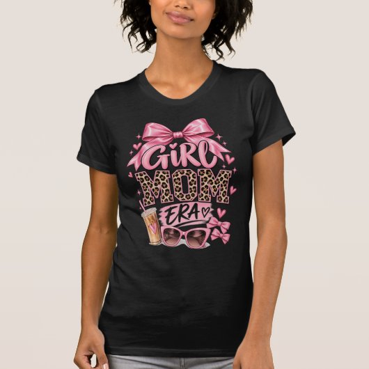 T-Shirt für Mädchen und Mütter | Rosa Leopardendru (Vorderseite)