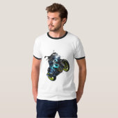 T - Shirt für Männer in Schwarz/Weiß mit Motorrad (Vorne ganz)