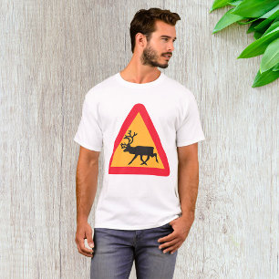 T-Shirt für Männer mit Schild 'Hirsche überqueren 