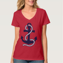 T - Shirt für Marineblau und Weißer Anker